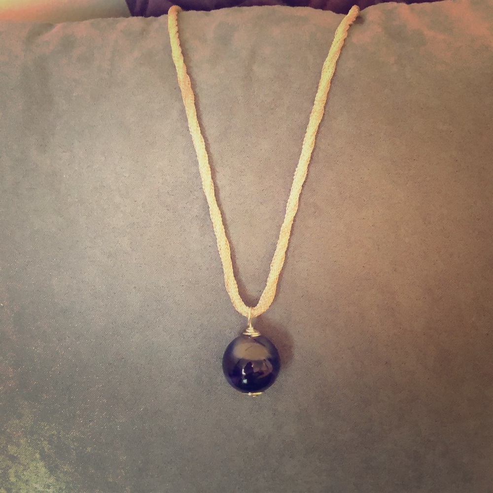 Venetian glass bead necklace with silver chain